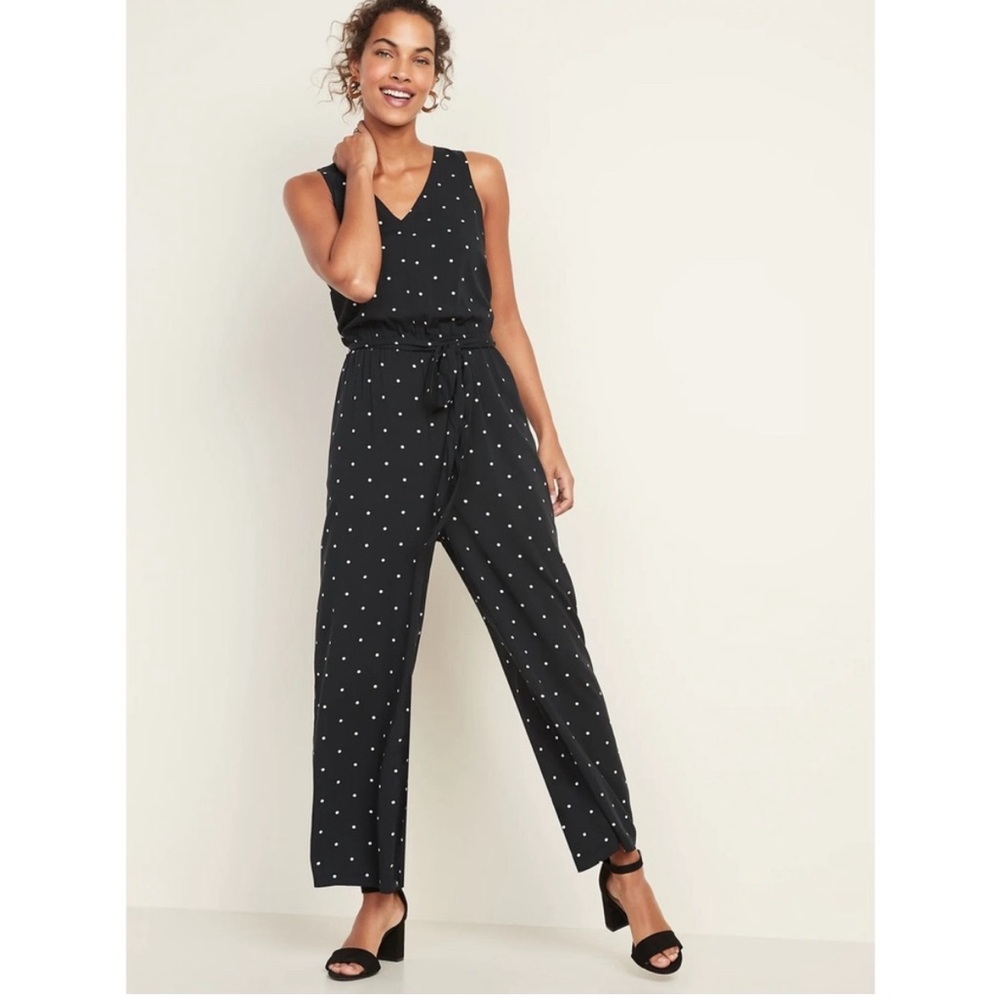 Old Navy Black/White Polka Dot Jumpsuit (M)